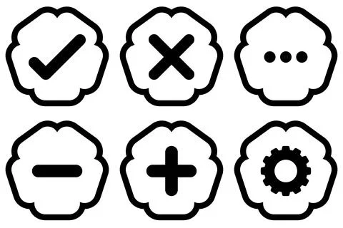Right wrong customize Jagged shape buttons icon set Stock Illustration