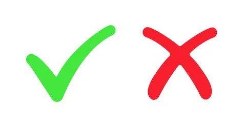 Right Wrong Hand Drawn Icons Vector Stock Illustration