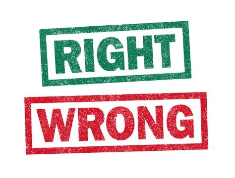 Right Wrong ink stamps Stock Illustration