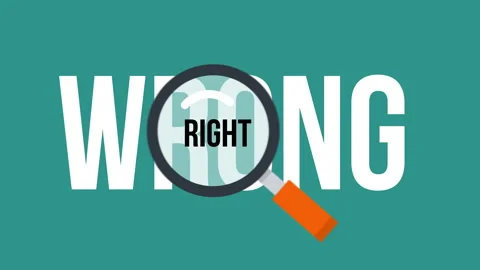 Right wrong Lying Under Magnifying Glass Stock Footage 171791890