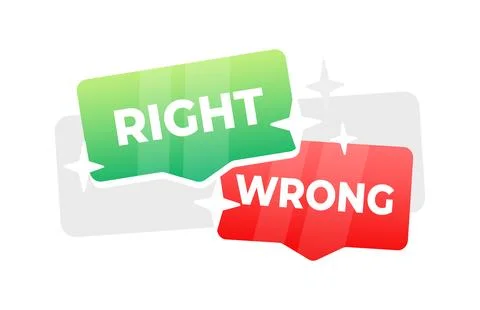 Right Wrong red and green sign, evaluation quiz. Vector stock illustration Stock-Illustration