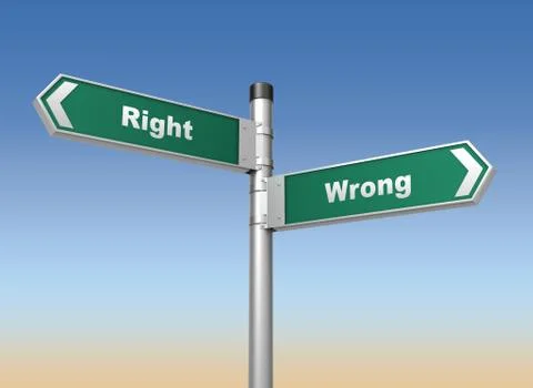 Right wrong road sign 3d illustration Illustrazione stock