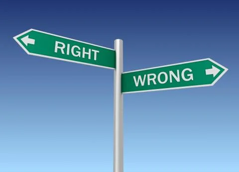 Right wrong road sign 3d illustration Stock Illustration