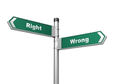 Right wrong road sign 3d illustration Stockillustratie