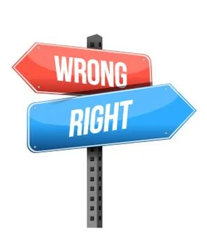 Right, wrong road sign illustration design over a white background Stock Illustration