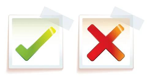 Right wrong Tick and cross icon with stick tape on paper Copyright: xZoona... Stock Photos