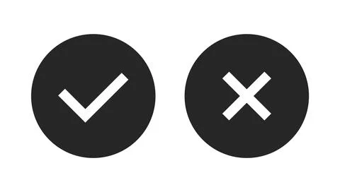 Right Wrong Tick Mark Cross Flat Black Icons Stock Illustration