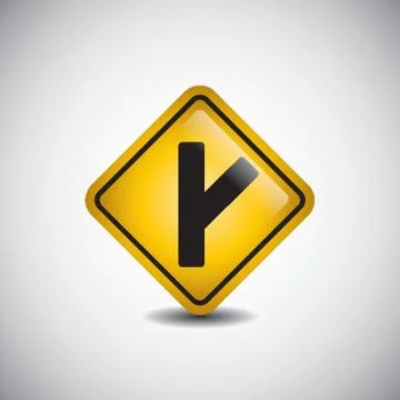 Right Y-Intersection Road Sign Stock Illustration