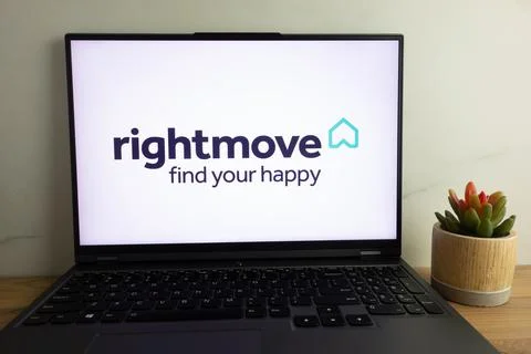 Rightmove plc, a UK-based company logo on laptop Stock Photos