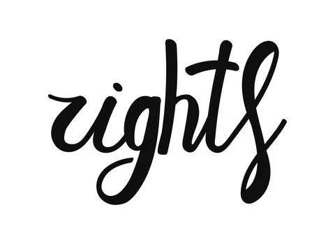 Rights Elegant calligraphy word, boldly rendered in a flowing script. This ar Stock Illustration