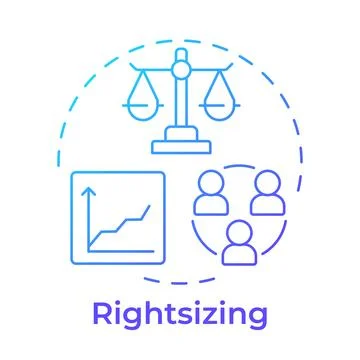 Rightsizing blue gradient concept icon Stock Illustration