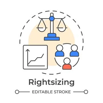 Rightsizing multi color concept icon Stock Illustration