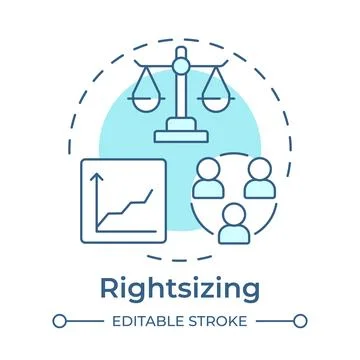 Rightsizing soft blue concept icon Stock Illustration