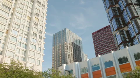 Rightward Pan Across Modernist High-Rises in Beaugrenelle, Paris Stock Footage 339034074