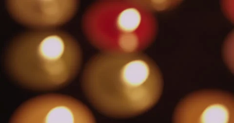 Rightward Panning Candle Bokeh Stock Footage 37015677