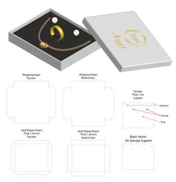 Rigid box for necklace ring earring product mockup Stock Illustration