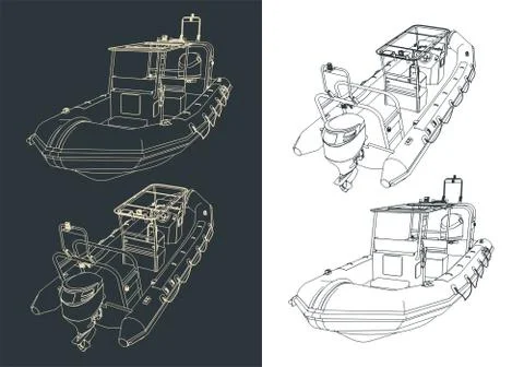 Rigid Inflatable Boat Stock Illustration
