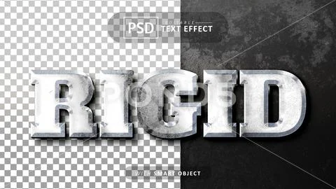 Rigid text - editable silver 3d font effects Modello PSD