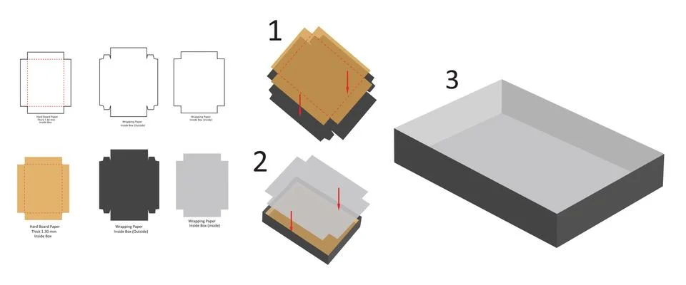 Rigid tray box, rigid inner box, luxury box 3D vector design Stock Illustration