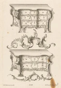 Rijksmuseum, 16th-20th ct, Commodes. A chewy with three drawers and a chest of Stock Photos
