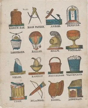 Rijksmuseum, 16th-20th ct, Objects. Sheet with 8 performances of different Stock Photos