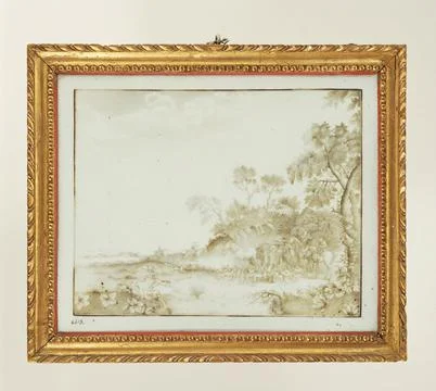 Rijksmuseum, 16th-20th ct, . Rectangular plaque of porcelain, painted on the Stock Photos