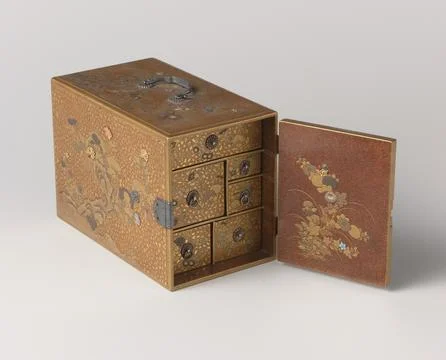 Rijksmuseum, 16th-20th ct, . Rectangular paint box with a door on the short Stock Photos