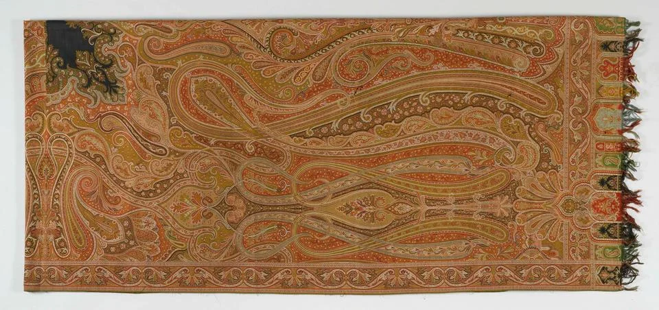 Rijksmuseum, 16th-20th ct, . Rectangular palm scarf of wool, with a woven Stock Photos