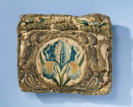 Rijksmuseum, 16th-20th ct, . Rectangular exhibition from yellow silk. On the Stock Photos