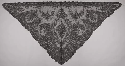 Rijksmuseum, 16th-20th ct, Triangular scarf of black machining with rose 库存照片