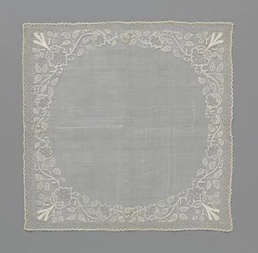 Rijksmuseum, Netherlands,16th-19th, Kleed of zakdoek van batist met borduurwerk Stock Photos