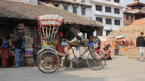 Riksha on Durbar Square in Kathmandu Stock Footage 58570077