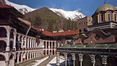 Rila Monastery 4K UHD Winter Snow ProRes RAW rec709 Stock Footage 170581035