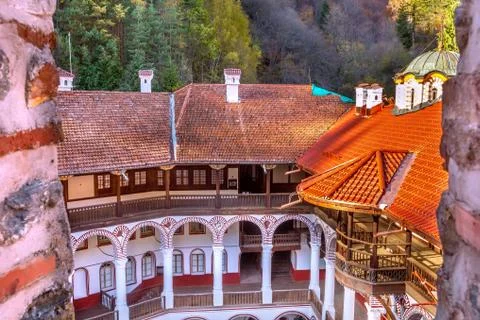 Rila monastery inner yard view, Bulgaria Stock Photos