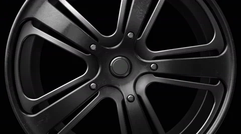 Rim Black Metal Grunge Loop Animation Rotation Front View - With Alpha Channe Stock-Footage 68676747