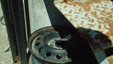 Rim Car Wheel Old Rusty Stock Footage 247180872