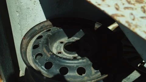 Rim Car Wheel Old Rusty Close-up Stock Footage 247180898