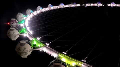 Rim of the High Roller (Ferris wheel) at night. Las Vegas, Nevada, USA. Stock Footage