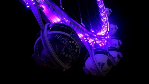 Rim of the High Roller (Ferris wheel) at night. Las Vegas, Nevada, USA. Stock Footage 112649789