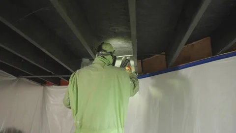 Rim Joist Spray Foam Insulation Home Weatherization Stock Footage 340923652