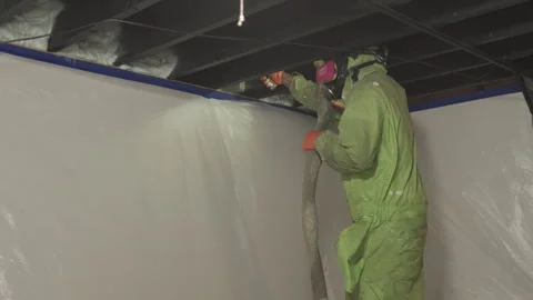 Rim Joist Spray Foam Insulation Home Weatherization Stock Footage 340923993