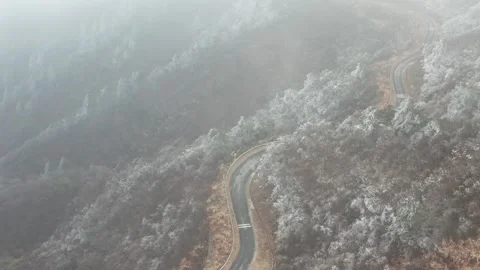 Rime Ice On High Mountain Ridges Aerial View Stock Footage 320919166