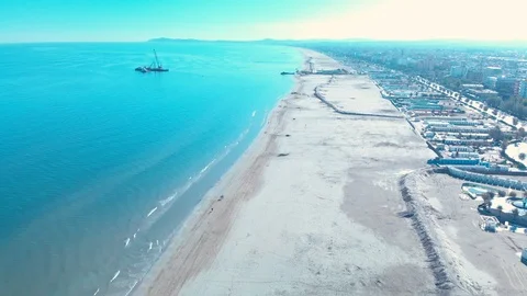Rimini beach in november 스톡 동영상 98480927