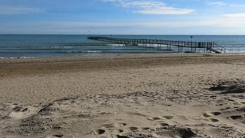 Rimini beach winter Stock Footage 273058071