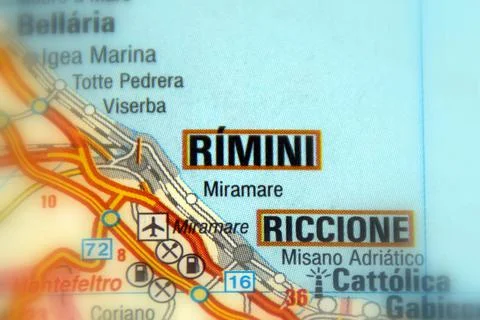 Rimini on a map Stock Photos