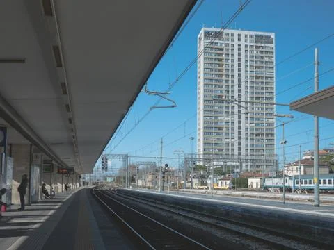 Rimini skyscraper from train station Stock Photos