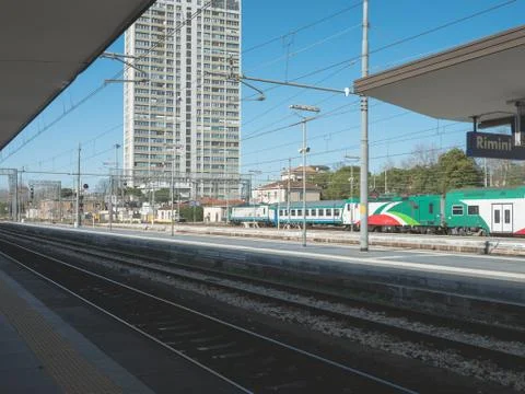 Rimini skyscraper from train station Stock Photos