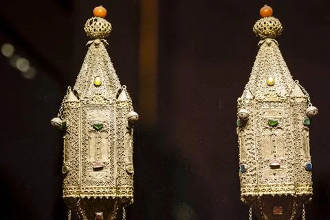 Rimmonium rimmonium, knobs for the Torah scrolls, 14th century, come from ... Stock Photos