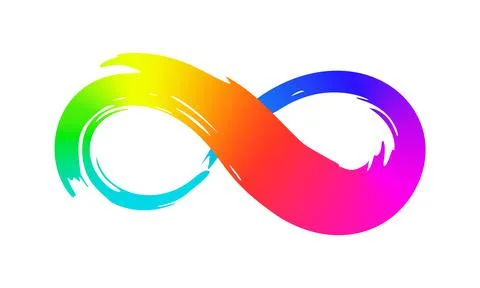 Rinbow infinity symbol with colorful gradient hand painted with ink brush Illustrazione stock