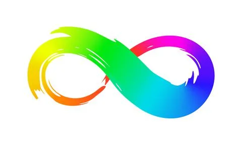 Rinbow infinity symbol with colorful gradient hand painted with ink brush Stock Illustration